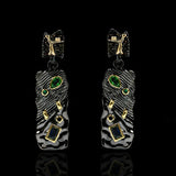 925 Silver Green Stone Earrings Ethnic Retro DIY Wedding Charms