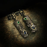 925 Silver Green Stone Earrings Ethnic Retro DIY Wedding Charms