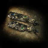 925 Silver Green Stone Earrings Ethnic Retro DIY Wedding Charms