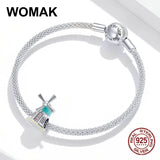 925 Silver Enamel Windmill Charm Zircon Bead Bracelet Necklace Pendant