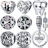 925 Silver Heart Shaped Life Tree Charm for Bracelet Beads Jewelry Pendant