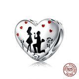 925 Silver Heart Shaped Life Tree Charm for Bracelet Beads Jewelry Pendant