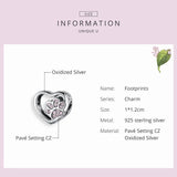 925 Sterling Silver Heart Zircon Cat Charm for Bracelet Bangle Bead