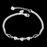 925 Silver Heart Love Bracelet Wedding Jewelry Accessory