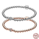 925 Silver Rose Bead Inlaid Bracelet for Charm Beads DIY
