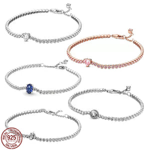 925 Silver Glittering Rose Tennis Bracelet DIY Jewelry