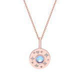 925S Sterling Silver Moonstone Pendant French O Chain for Women