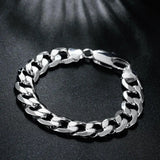 Hot Classic 12MM Sideways Men Chain 925 Sterling Silver Bracelet for Woman