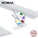 Colorful Palette Charm Silicone Beads Bracelet Jewelry 925 Sterling Silver