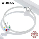 Colorful Palette Charm Silicone Beads Bracelet Jewelry 925 Sterling Silver