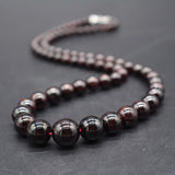 11mm Natural Garnet Round Beads Necklace 17''