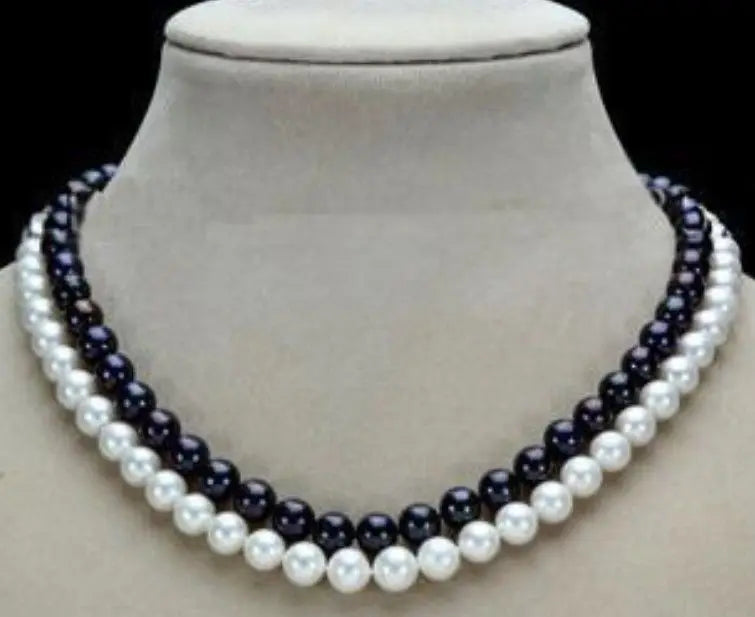7-8mm 2Row Natural Pearl Necklace 17-18''