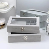 Gray Velvet Ring Box Jewelry Earring Bracelet Necklace Storage Organizer