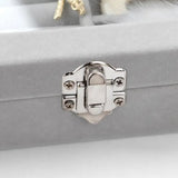 Gray Velvet Ring Box Jewelry Earring Bracelet Necklace Storage Organizer