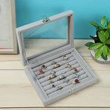 Gray Velvet Ring Box Jewelry Earring Bracelet Necklace Storage Organizer