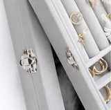 Gray Velvet Ring Box Jewelry Earring Bracelet Necklace Storage Organizer