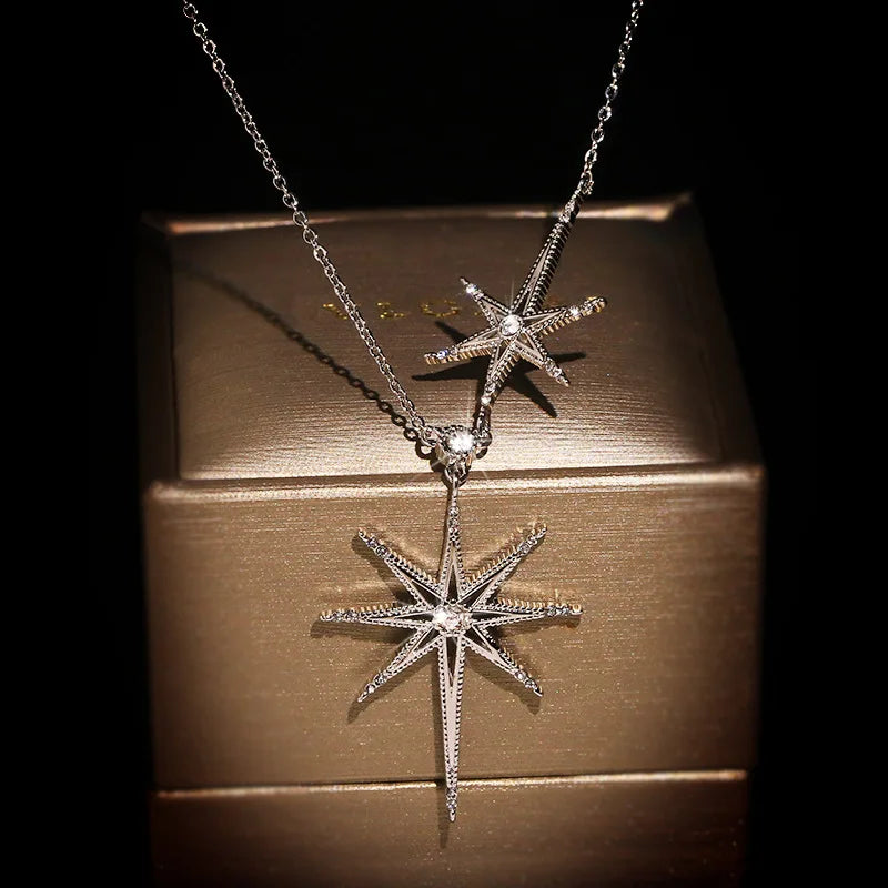 Hexagon Star Pendant Light Necklace for Women