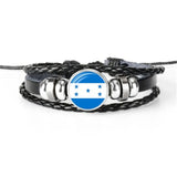Hand-Woven Leather Bracelets with Hot Flags - Set of 6