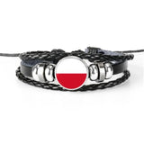 Hand-Woven Leather Bracelets with Hot Flags - Set of 6