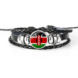 Hand-Woven Leather Bracelets with Hot Flags - Set of 6