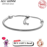925 Silver Snake Chain Bracelet for Women Charm DIY Jewelry