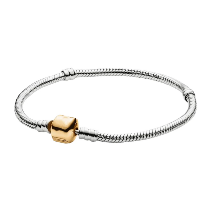 925 Silver Snake Chain Bracelet Crown Bangle Charm DIY Jewelry