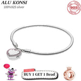 925 Silver Snake Chain Crown Bangle Bracelet Women Charm DIY Jewelry
