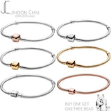 925 Silver Snake Chain Bracelet Crown Bangle Charm DIY Jewelry