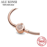 925 Sterling Silver Snake Chain Pan Bracelet Crown Bangle for Women