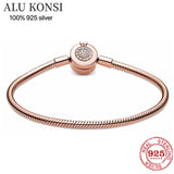 925 Sterling Silver Snake Chain Pan Bracelet Crown Bangle for Women