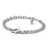 925 Silver Snake Chain Bracelet Crown Bangle for Women Charm DIY Jewelry