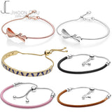 925 Sterling Silver Bowknot Charm Bracelet for Women DIY Jewelry