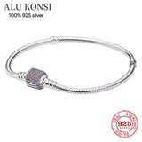 925 Sterling Silver Snake Chain Bracelet Bangle Women