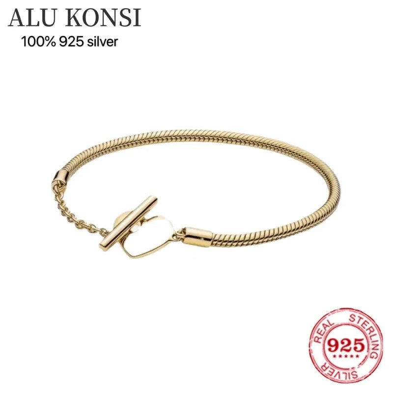 Fashionable 925 Silver Snake Chain Bracelet for Women