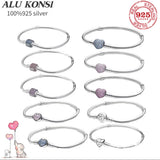 925 Sterling Silver Snake Chain Bracelet Bangle Women