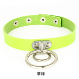 Hot Punk Nightclub Hip-Hop Leather Ring Necklace