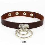 Hot Punk Nightclub Hip-Hop Leather Ring Necklace