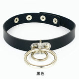Hot Punk Nightclub Hip-Hop Leather Ring Necklace