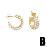 Heart-shaped Pearl Earrings Gold-plated Jewelry for Women
