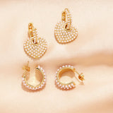 Heart-shaped Pearl Earrings Gold-plated Jewelry for Women