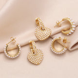 Heart-shaped Pearl Earrings Gold-plated Jewelry for Women