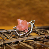 Natural Stone Melkaba Pink Crystal Pendant Necklace for Women