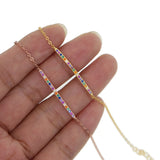 Rainbow CZ Bar Bracelet 925 Sterling Silver Colorful Thin Chain Bangle