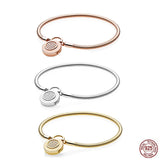 S925 Sterling Silver Rose Lock Snake Bone Bracelet for Charm Beads DIY