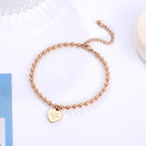 Sumer Beach Leg bracelet Women Beaded heart Pendant stainless steel Chain Anklet