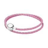 Leather Ball & Barrel Clasp Charm Bracelet Bangle for Europe Beads