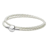 Leather Ball & Barrel Clasp Charm Bracelet Bangle for Europe Beads