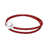 Leather Ball & Barrel Clasp Charm Bracelet Bangle for Europe Beads
