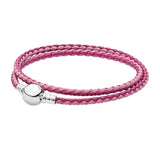 Hot Leather Ball & Barrel Clasp Charm Bracelets Bangle Fit Europe Beads