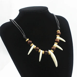 Acrylic Wolf Teeth Beaded Necklace Adjustable Length Couple Necklace Amulet MN05